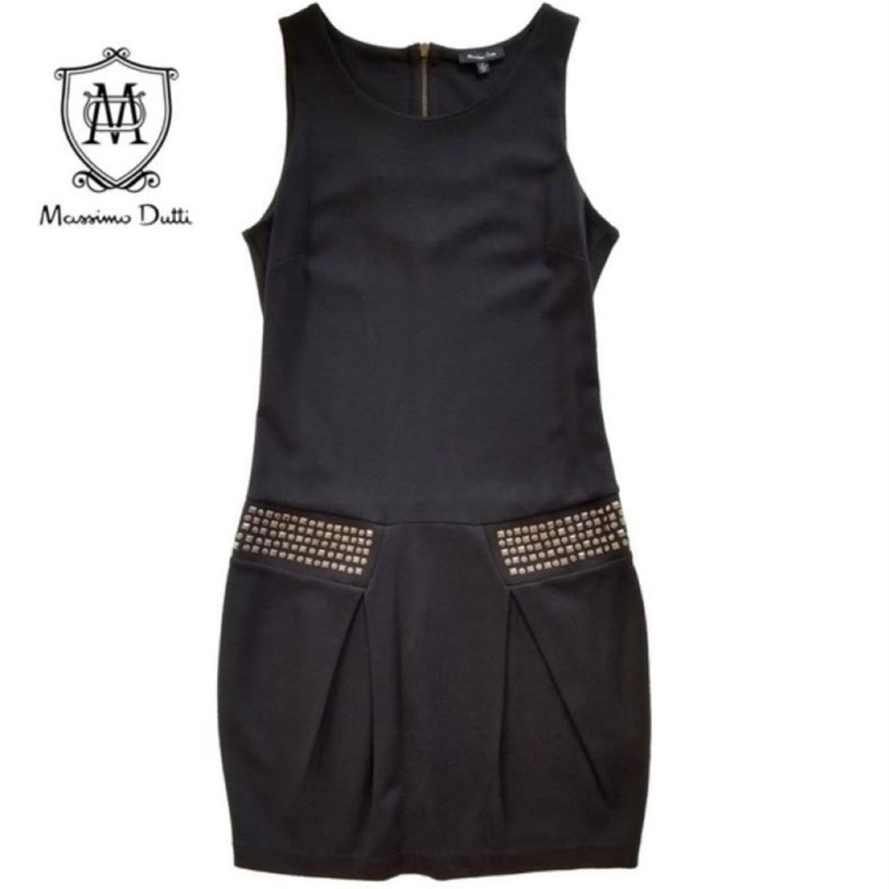 Massimo Dutti Black Studded Night Out Dress